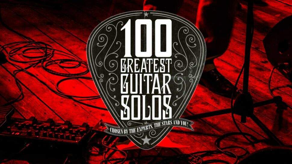 Ilustração com o título "100 Melhores Solos de Guitarra"
