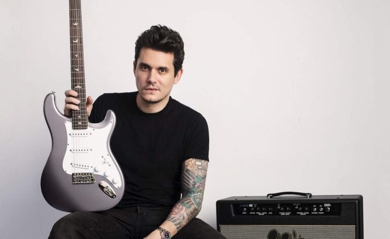 John Mayer com sua guitarra e amplificador signature da PRS