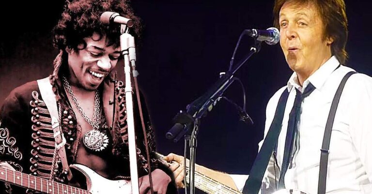 Hendrix ao lado de Paul McCartney