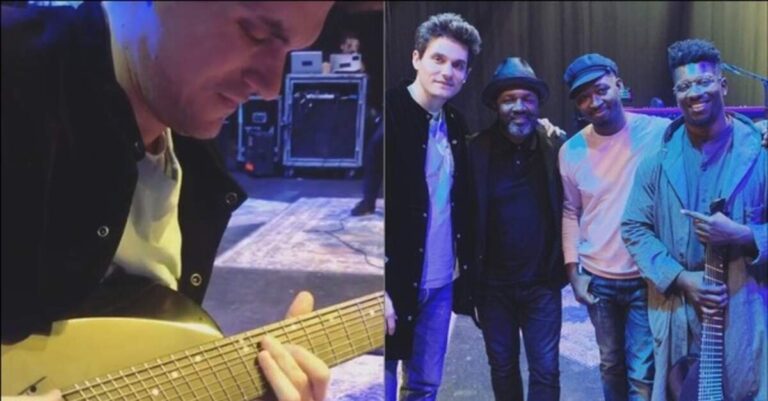 John Mayer tocando a guitarra de 8 cordas de Tosin Abasi