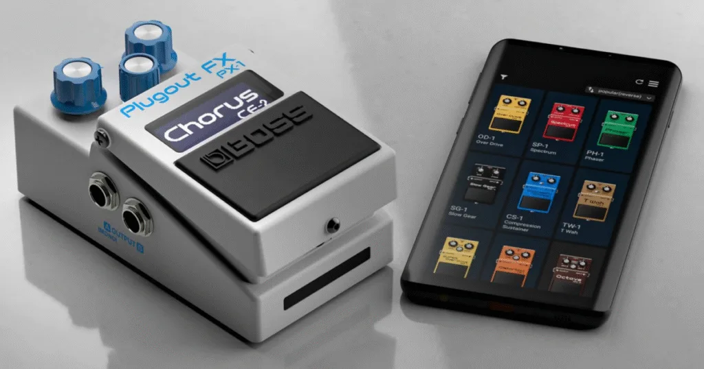 O pedal Boss PX-1 Plugout FX é o que há de tecnoligia de ponta.