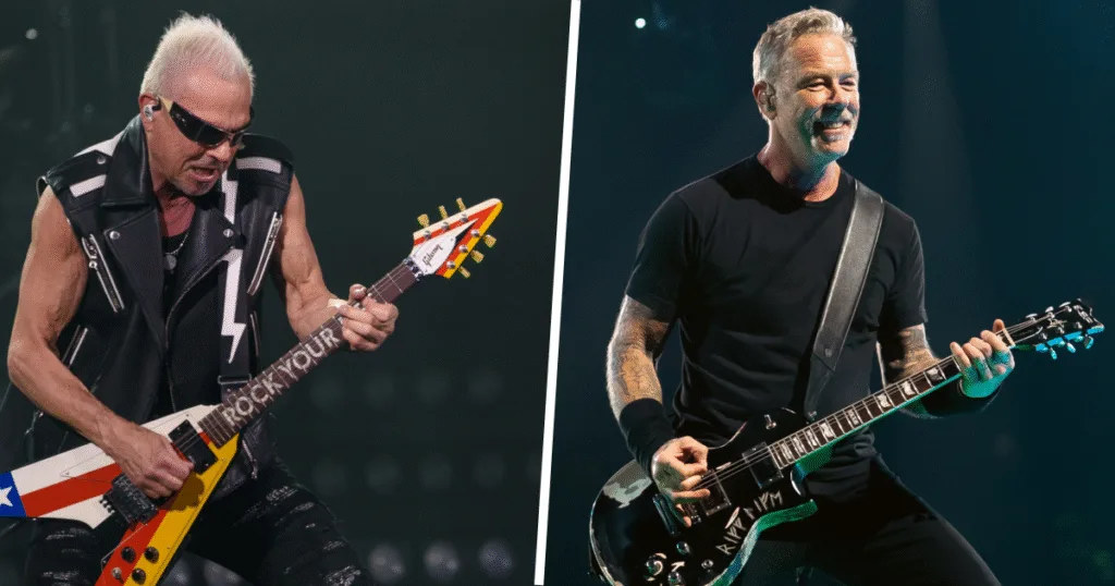 Rudolf Schenker e James Hetfield, guitarristas base das bandas Scorpions e MEtallica