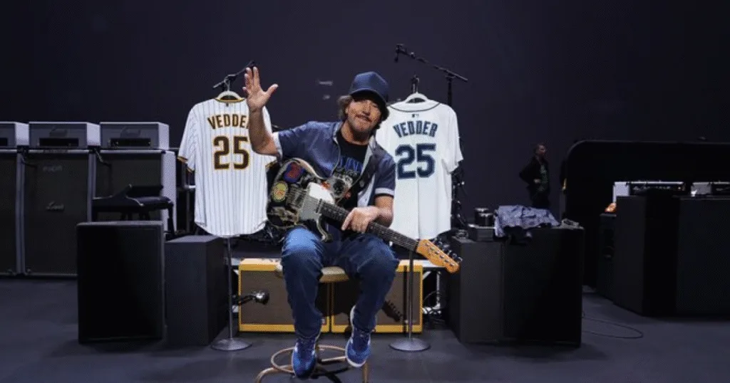Eddie Vedder projetou guitarra que virou trogéu na MLB.