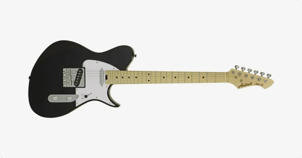 A guitarra Aria Pro II J-TL Black está em promoção.