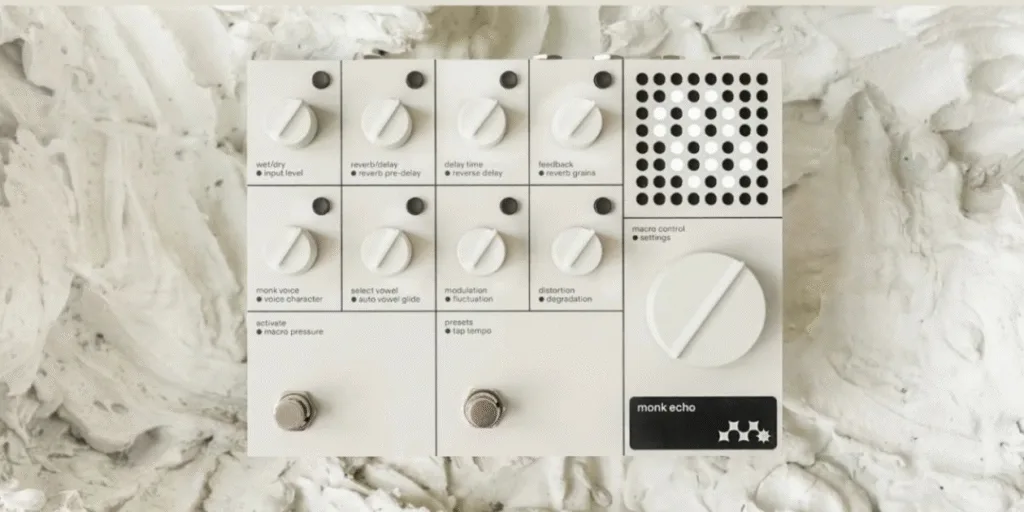 Novo pedal Monk Echo da Mentha Works transforma ecos em camadas vocais e texturas atmosféricas, perfeito para ambient e shoegaze.