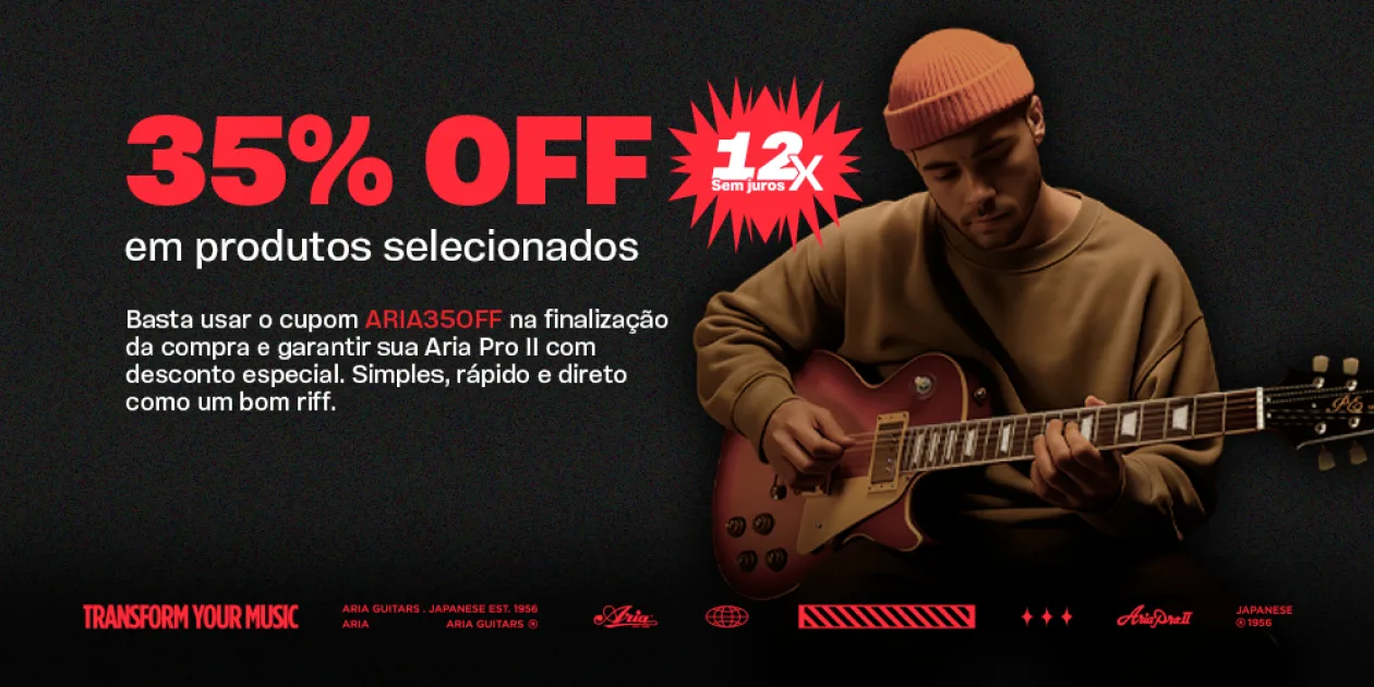 Aria Pro II libera cupom exclusivo com 35% OFF e deixa guitarristas em alerta máximo