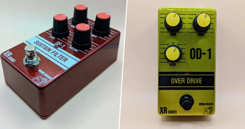 Drunk Beaver lança os pedais XR Series OD-1 e SF-1, com overdrive analógico e filtragem dinâmica. Veja detalhes técnicos.