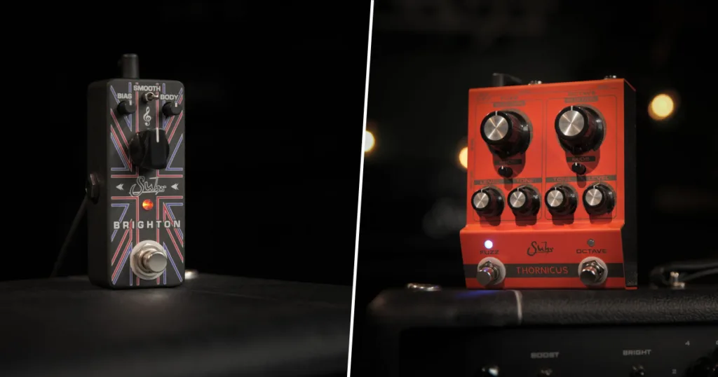 Suhr apresenta novos pedais de fuzz e treble booster Suhr lança Suhr Brighton Treble Booster e Thornicus Fuzz