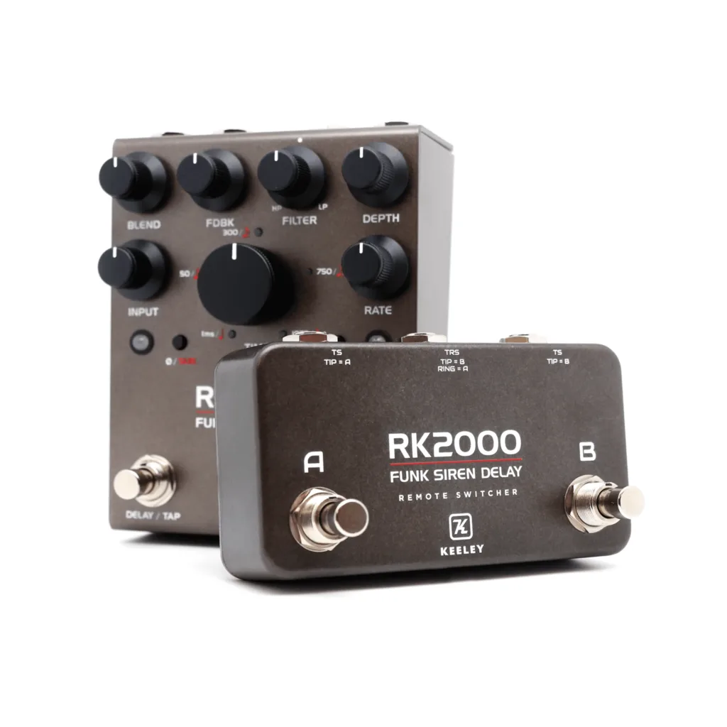 Keeley revive delay lendário usado por Trey Anastasio em novo pedal RK2000 Funk Siren Keeley revive clássico dos anos 80 com o RK2000 Funk Siren Delay, unindo timbre vintage e recursos modernos como MIDI e controle por expressão.