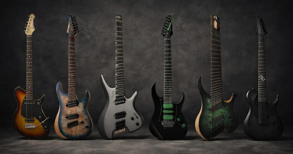 Das guitarras de 7 cordas aos modelos multiescala e headless, veja como o alcance estendido mudou a construção e a função da guitarra.