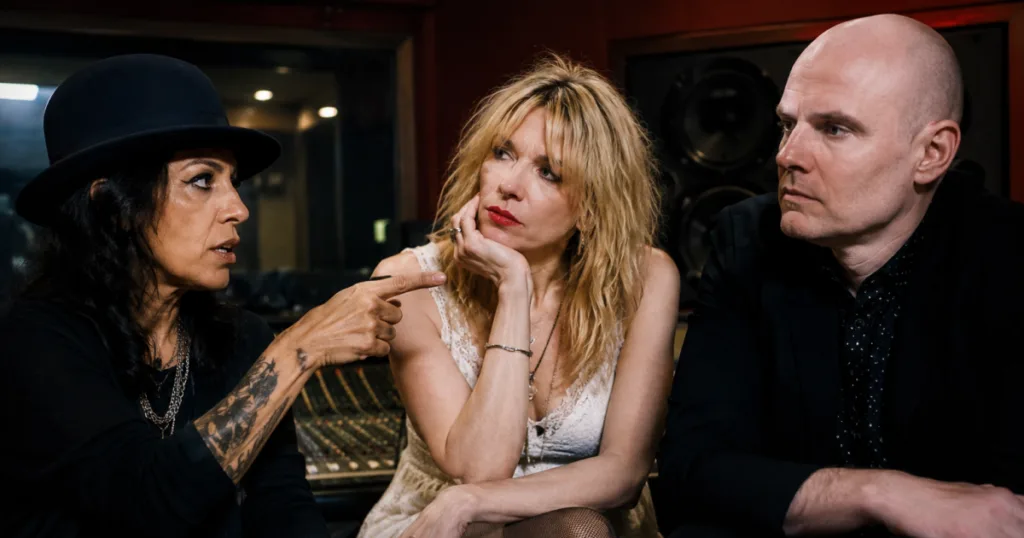 Linda Perry diz que expulsou Billy Corgan de sessão com Courtney Love: “Você tem uma energia ruim” Linda Perry diz que atitude de Billy Corgan afetou dinâmica criativa de gravação e gerou expulsão imediata.