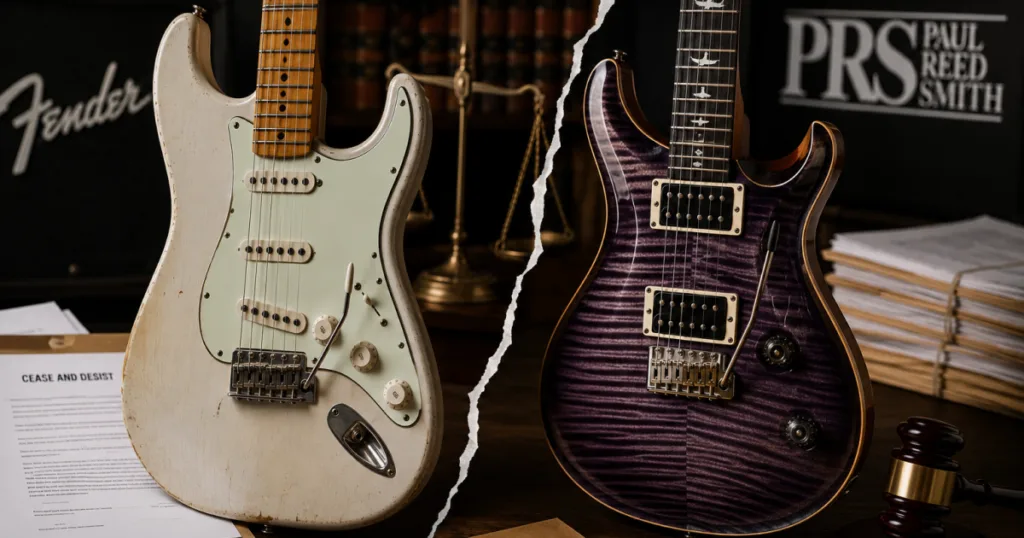 Fender afirma que houve mal-entendidos sobre sua campanha legal envolvendo o formato da Stratocaster, enquanto a PRS confirma ter recebido notificação extrajudicial.