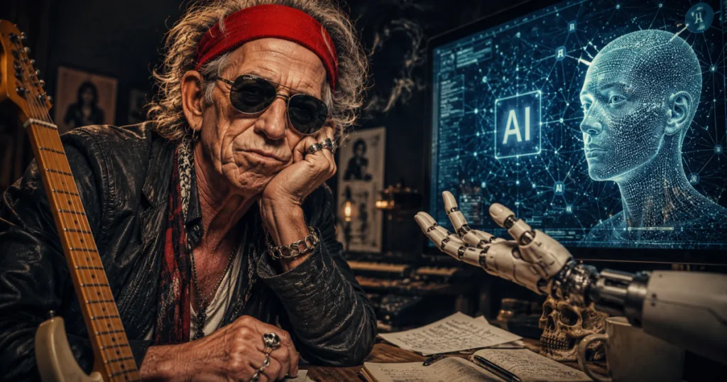 Keith Richards volta a atacar a tecnologia moderna e diz que teme o futuro da música diante da inteligência artificial.