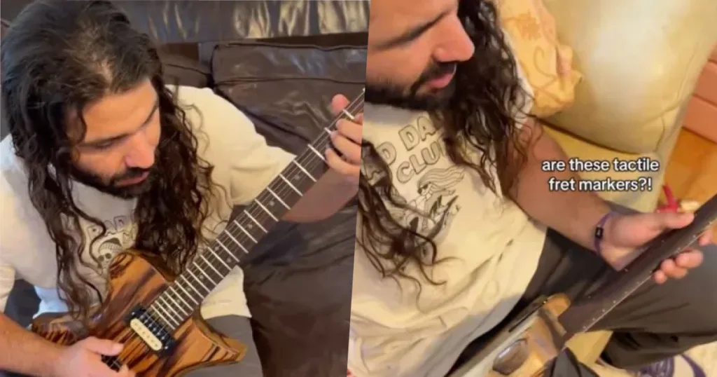 Guitarrista cego apresenta guitarra com marcações táteis no braço e celebra avanço na acessibilidade