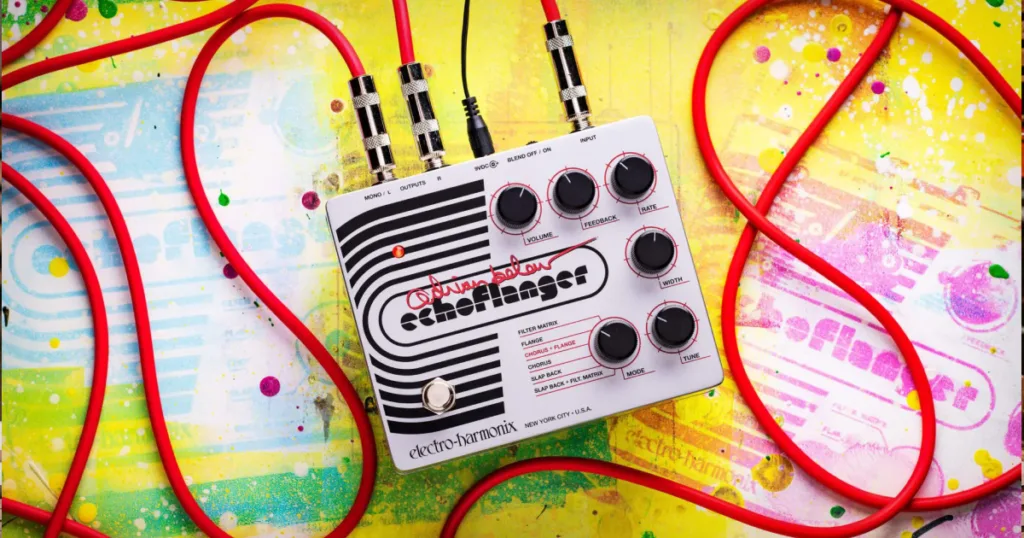 O Echoflanger retorna em nova edição ligada a Adrian Belew, com seis modos, Blend, saídas estéreo e circuito analógico. Saiba mais.