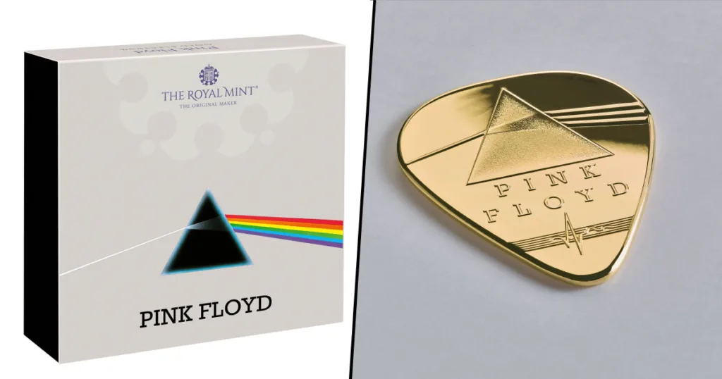 Pink Floyd e Royal Mint lançam palheta de guitarra feita de ouro 18 quilates