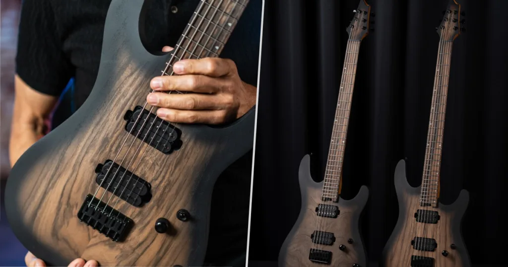 Nova guitarra barítona da Cort traz 24 trastes de aço inoxidável, Seymour Duncan Sentient e Nazgûl e coil-split. Confira os detalhes.