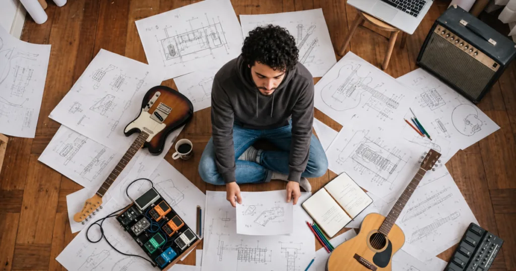 Isto poderia ser incrível: Guitarload nº 154 reúne cinco patentes que imaginaram um futuro diferente para a guitarra Matéria investiga projetos que propuseram captadores móveis, braços dobráveis, instrumentos de uma corda e até um sistema pneumático para tremolo.