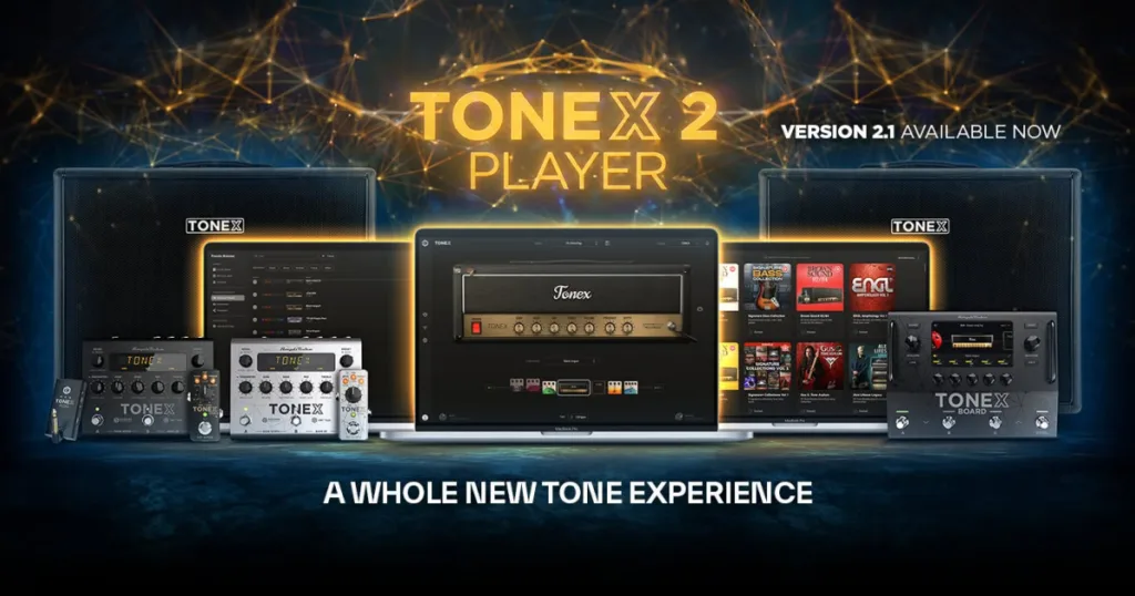 A nova versão do TONEX 2 Player permite criar rigs completos no computador, enquanto o firmware 1.1.0 amplia os recursos da TONEX Board.